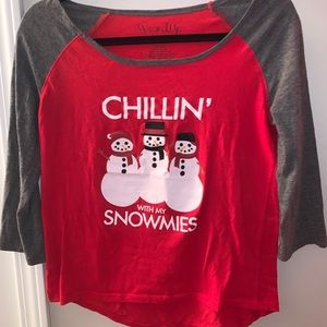 WOUND UP snowman shirt quarter length sleeves